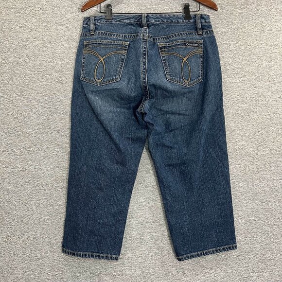 Calvin Klein Jeans Women 12 Blue Cropped Straight High Rise Medium Wash Capri - Picture 13 of 13